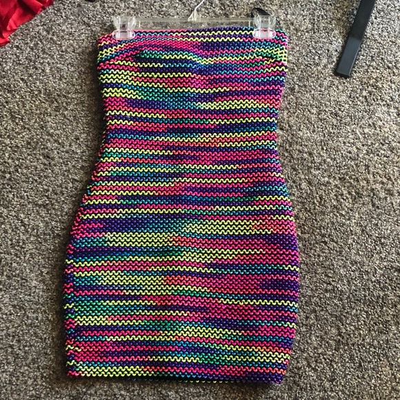 Multi colored/ rainbow mini dress - Picture 2 of 2